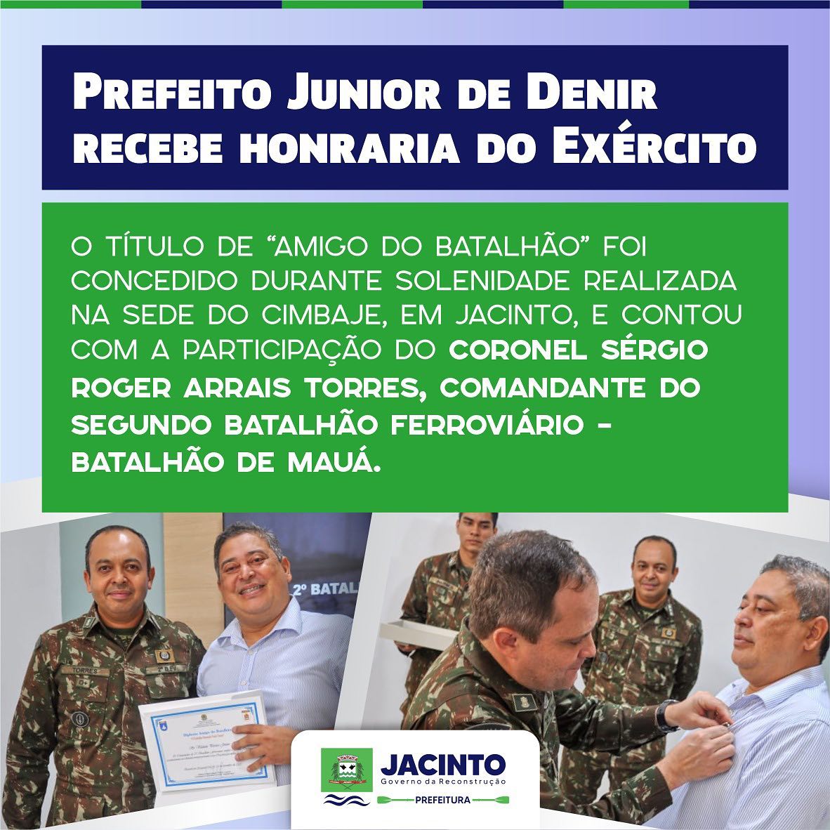 Recebeu uma honraria do Exército Brasileiro.